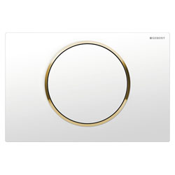 Кнопка смыва (клавиша) для инсталляции Geberit Sigma 10 прямоугольная c кругл.кнопками белая/золото 115.758.KK.5 Водяной